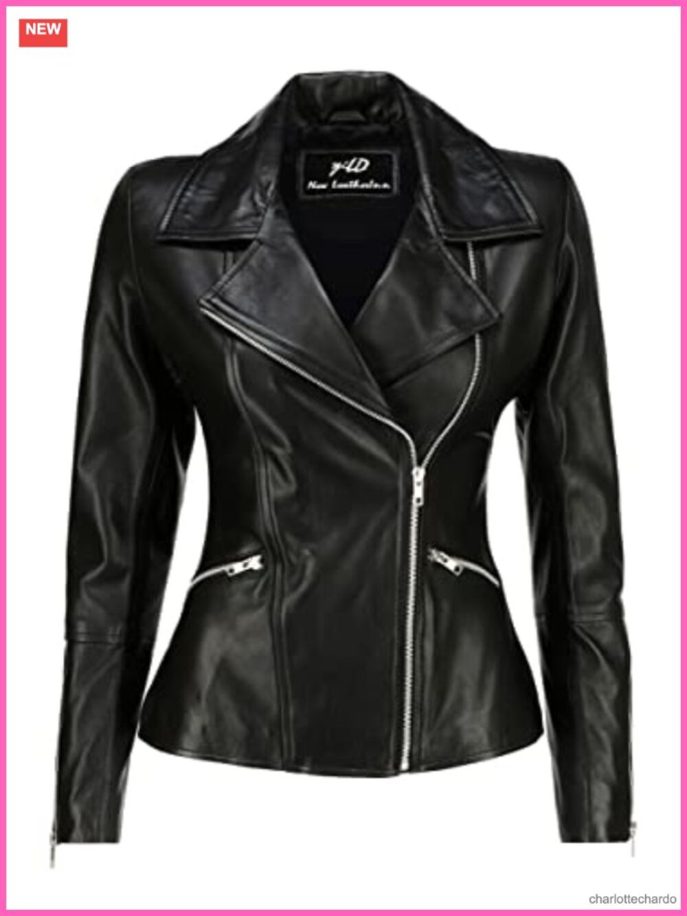 Lambskin Leather Asymmetrical Zip Moto Biker Jacket Fitted Faux